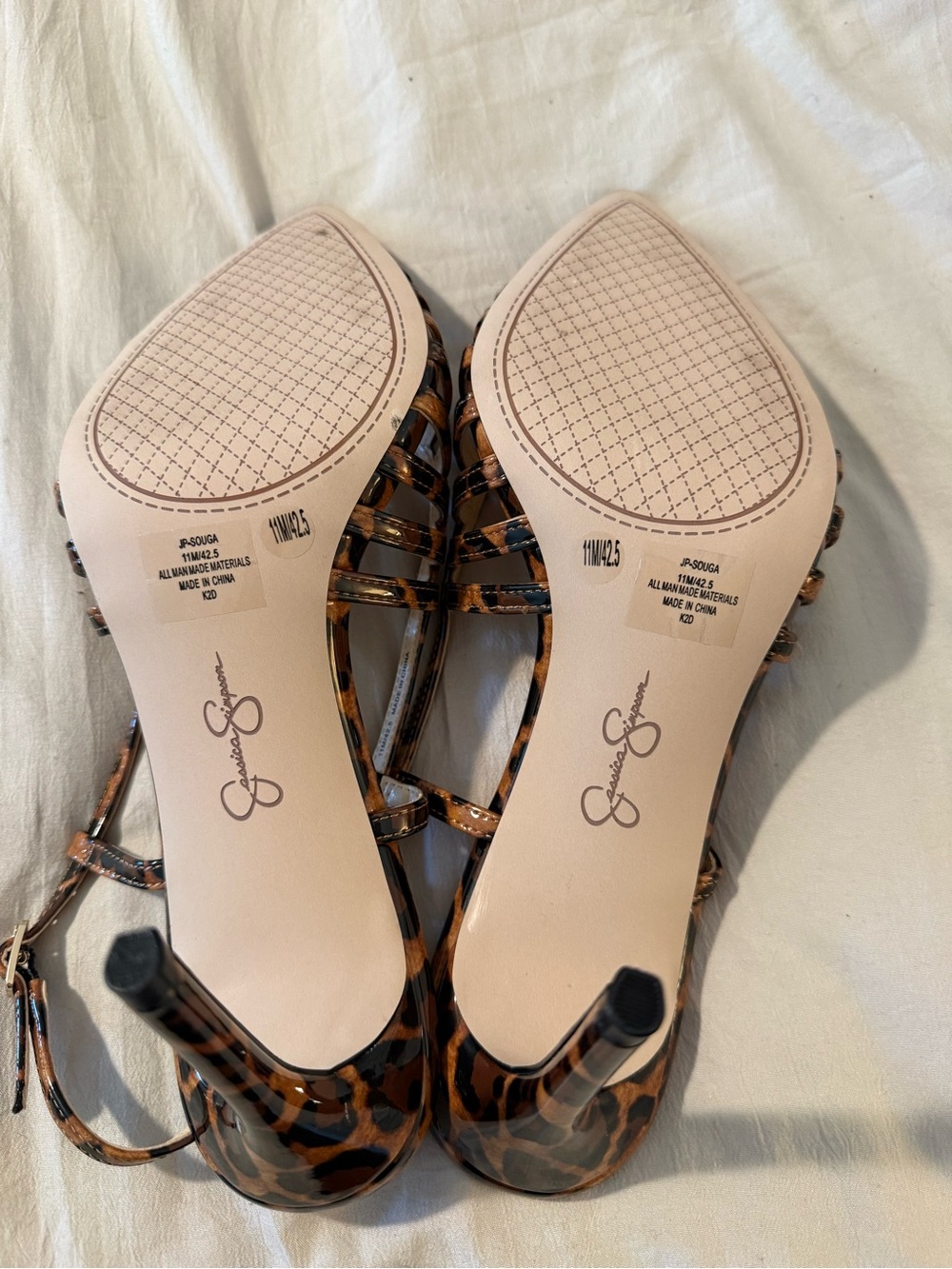 Jessica Simpson Leopard-Print Strappy Pointed Slingback Sandals - Brown & Black - Picture 3 of 4